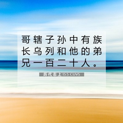 Picture 07 - 历 代 志 上 15:5 CUVS - 哥 辖 子 孙 中 有 族 长 乌 列 和 他 - Bible Verse Picture