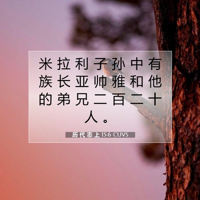 Picture 07 - 历 代 志 上 15:6 CUVS - 米 拉 利 子 孙 中 有 族 长 亚 帅 雅 - Bible Verse Picture