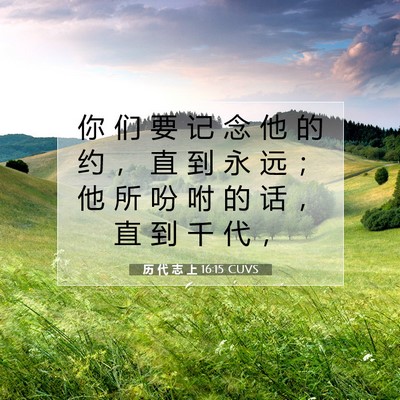 Picture 07 - 历 代 志 上 16:15 CUVS - 你 们 要 记 念 他 的 约 ， 直 到 永 - Bible Verse Picture