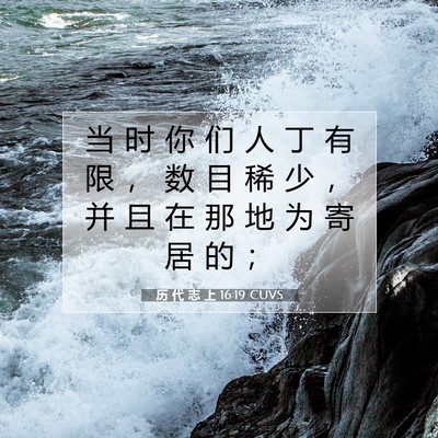 Picture 07 - 历 代 志 上 16:19 CUVS - 当 时 你 们 人 丁 有 限 ， 数 目 稀 - Bible Verse Picture