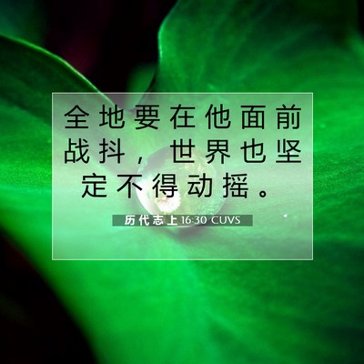 Picture 07 - 历 代 志 上 16:30 CUVS - 全 地 要 在 他 面 前 战 抖 ， 世 界 - Bible Verse Picture