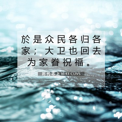 Picture 07 - 历 代 志 上 16:43 CUVS - 於 是 众 民 各 归 各 家 ； 大 卫 也 - Bible Verse Picture