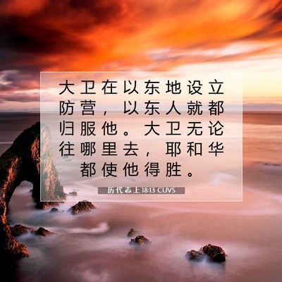 Picture 07 - 历 代 志 上 18:13 CUVS - 大 卫 在 以 东 地 设 立 防 营 ， 以 - Bible Verse Picture
