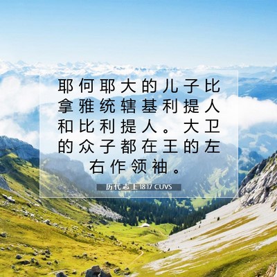 Picture 07 - 历 代 志 上 18:17 CUVS - 耶 何 耶 大 的 儿 子 比 拿 雅 统 辖 - Bible Verse Picture