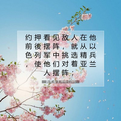 Picture 07 - 历 代 志 上 19:10 CUVS - 约 押 看 见 敌 人 在 他 前 後 摆 阵 - Bible Verse Picture