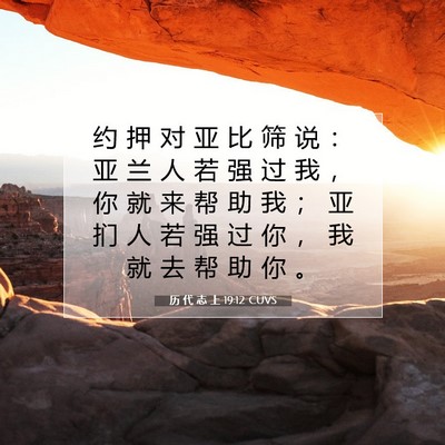 Picture 07 - 历 代 志 上 19:12 CUVS - 约 押 对 亚 比 筛 说 ： 亚 兰 人 若 - Bible Verse Picture