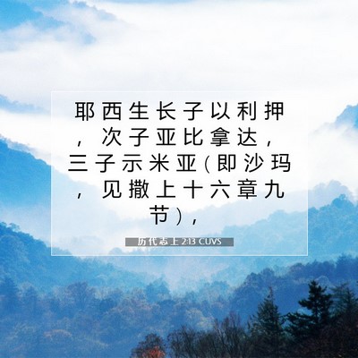 Picture 07 - 历 代 志 上 2:13 CUVS - 耶 西 生 长 子 以 利 押 ， 次 子 亚 - Bible Verse Picture