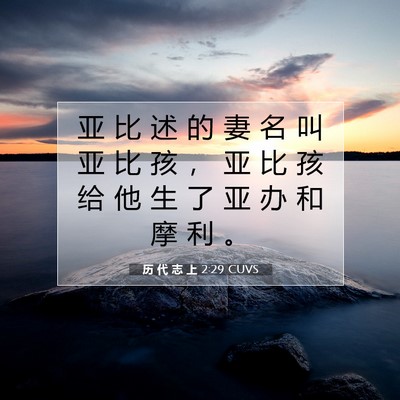 Picture 07 - 历 代 志 上 2:29 CUVS - 亚 比 述 的 妻 名 叫 亚 比 孩 ， 亚 - Bible Verse Picture