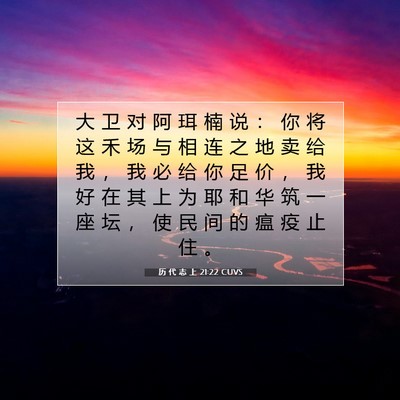 Picture 07 - 历 代 志 上 21:22 CUVS - 大 卫 对 阿 珥 楠 说 ： 你 将 这 禾 - Bible Verse Picture