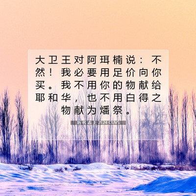 Picture 07 - 历 代 志 上 21:24 CUVS - 大 卫 王 对 阿 珥 楠 说 ： 不 然 ！ - Bible Verse Picture