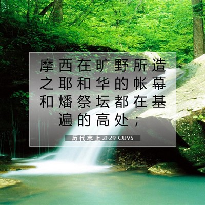 Picture 07 - 历 代 志 上 21:29 CUVS - 摩 西 在 旷 野 所 造 之 耶 和 华 的 - Bible Verse Picture