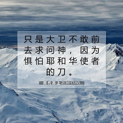Picture 07 - 历 代 志 上 21:30 CUVS - 只 是 大 卫 不 敢 前 去 求 问 神 ， - Bible Verse Picture
