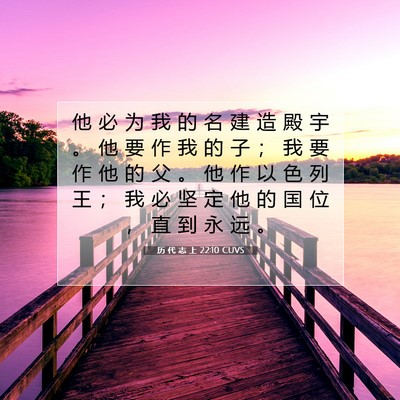 Picture 07 - 历 代 志 上 22:10 CUVS - 他 必 为 我 的 名 建 造 殿 宇 。 他 - Bible Verse Picture