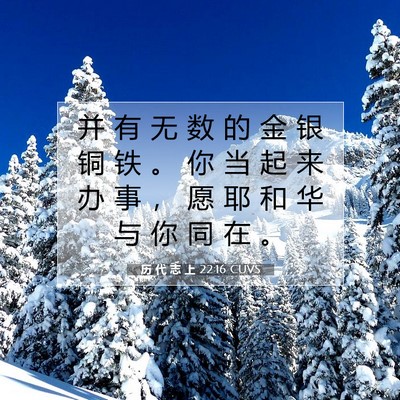 Picture 07 - 历 代 志 上 22:16 CUVS - 并 有 无 数 的 金 银 铜 铁 。 你 当 - Bible Verse Picture