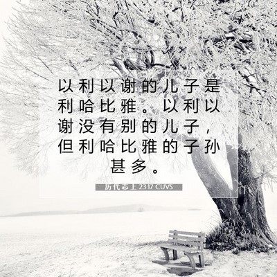 Picture 07 - 历 代 志 上 23:17 CUVS - 以 利 以 谢 的 儿 子 是 利 哈 比 雅 - Bible Verse Picture