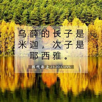 Picture 07 - 历 代 志 上 23:20 CUVS - 乌 薛 的 长 子 是 米 迦 ， 次 子 是 - Bible Verse Picture