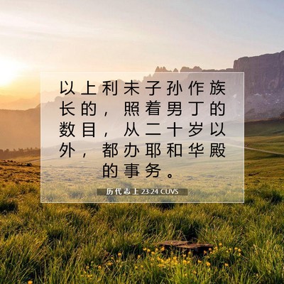 Picture 07 - 历 代 志 上 23:24 CUVS - 以 上 利 未 子 孙 作 族 长 的 ， 照 - Bible Verse Picture