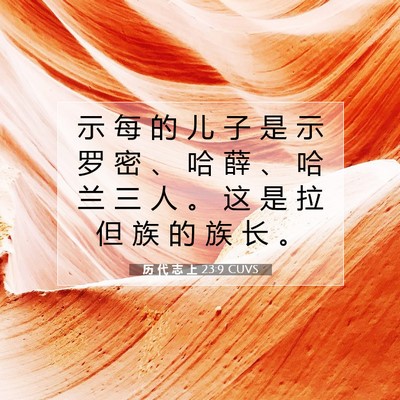 Picture 07 - 历 代 志 上 23:9 CUVS - 示 每 的 儿 子 是 示 罗 密 、 哈 薛 - Bible Verse Picture