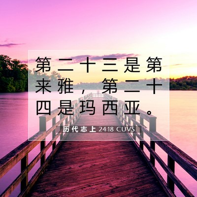 Picture 07 - 历 代 志 上 24:18 CUVS - 第 二 十 三 是 第 来 雅 ， 第 二 十 - Bible Verse Picture