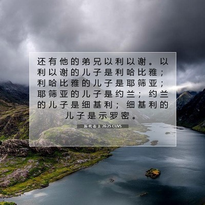 Picture 07 - 历 代 志 上 26:25 CUVS - 还 有 他 的 弟 兄 以 利 以 谢 。 以 - Bible Verse Picture