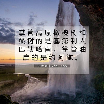 Picture 07 - 历 代 志 上 27:28 CUVS - 掌 管 高 原 橄 榄 树 和 桑 树 的 是 - Bible Verse Picture
