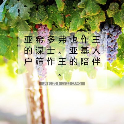 Picture 07 - 历 代 志 上 27:33 CUVS - 亚 希 多 弗 也 作 王 的 谋 士 。 亚 - Bible Verse Picture
