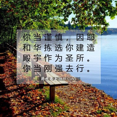 Picture 07 - 历 代 志 上 28:10 CUVS - 你 当 谨 慎 ， 因 耶 和 华 拣 选 你 - Bible Verse Picture