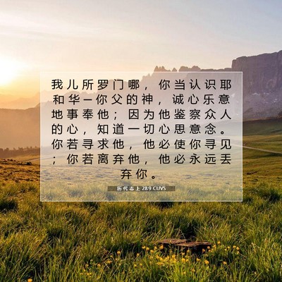 Picture 07 - 历 代 志 上 28:9 CUVS - 我 儿 所 罗 门 哪 ， 你 当 认 识 耶 - Bible Verse Picture