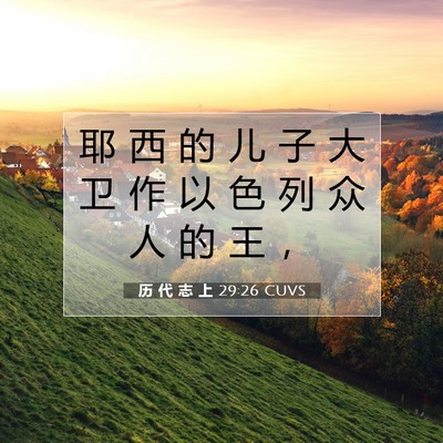 Picture 07 - 历 代 志 上 29:26 CUVS - 耶 西 的 儿 子 大 卫 作 以 色 列 众 - Bible Verse Picture