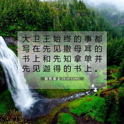 Picture 07 - 历 代 志 上 29:29 CUVS - 大 卫 王 始 终 的 事 都 写 在 先 见 - Bible Verse Picture