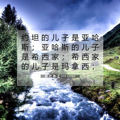 Picture 07 - 历 代 志 上 3:13 CUVS - 约 坦 的 儿 子 是 亚 哈 斯 ； 亚 哈 - Bible Verse Picture