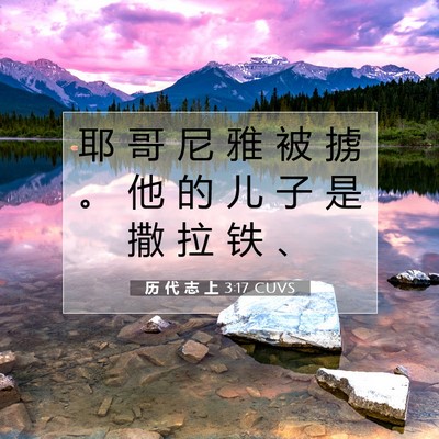 Picture 07 - 历 代 志 上 3:17 CUVS - 耶 哥 尼 雅 被 掳 。 他 的 儿 子 是 - Bible Verse Picture