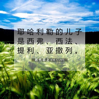 Picture 07 - 历 代 志 上 4:16 CUVS - 耶 哈 利 勒 的 儿 子 是 西 弗 、 西 - Bible Verse Picture