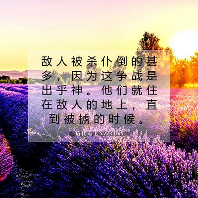Picture 07 - 历 代 志 上 5:22 CUVS - 敌 人 被 杀 仆 倒 的 甚 多 ， 因 为 - Bible Verse Picture