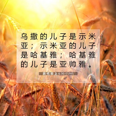 Picture 07 - 历 代 志 上 6:30 CUVS - 乌 撒 的 儿 子 是 示 米 亚 ； 示 米 - Bible Verse Picture