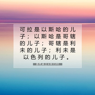 Picture 07 - 历 代 志 上 6:38 CUVS - 可 拉 是 以 斯 哈 的 儿 子 ； 以 斯 - Bible Verse Picture