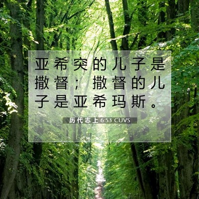 Picture 07 - 历 代 志 上 6:53 CUVS - 亚 希 突 的 儿 子 是 撒 督 ； 撒 督 - Bible Verse Picture