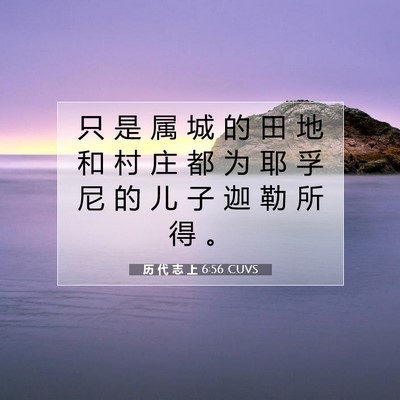 Picture 07 - 历 代 志 上 6:56 CUVS - 只 是 属 城 的 田 地 和 村 庄 都 为 - Bible Verse Picture