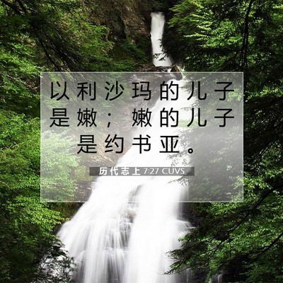 Picture 07 - 历 代 志 上 7:27 CUVS - 以 利 沙 玛 的 儿 子 是 嫩 ； 嫩 的 - Bible Verse Picture
