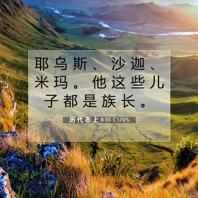 Picture 07 - 历 代 志 上 8:10 CUVS - 耶 乌 斯 、 沙 迦 、 米 玛 。 他 这 - Bible Verse Picture