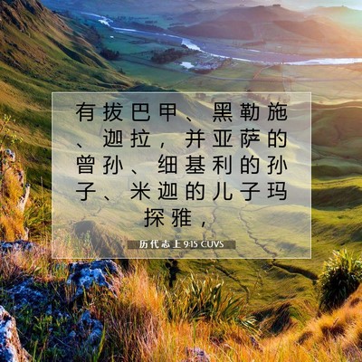 Picture 07 - 历 代 志 上 9:15 CUVS - 有 拔 巴 甲 、 黑 勒 施 、 迦 拉 ， - Bible Verse Picture