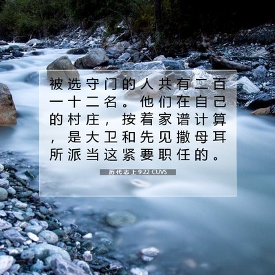 Picture 07 - 历 代 志 上 9:22 CUVS - 被 选 守 门 的 人 共 有 二 百 一 十 - Bible Verse Picture