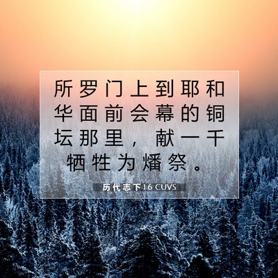 Picture 07 - 历 代 志 下 1:6 CUVS - 所 罗 门 上 到 耶 和 华 面 前 会 幕 - Bible Verse Picture