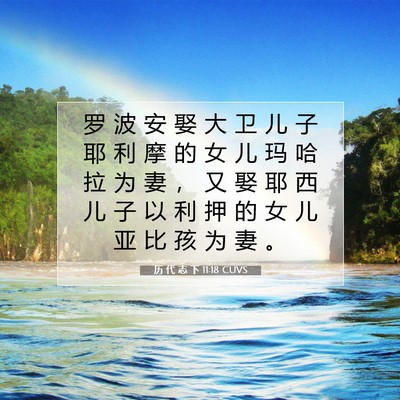 Picture 07 - 历 代 志 下 11:18 CUVS - 罗 波 安 娶 大 卫 儿 子 耶 利 摩 的 - Bible Verse Picture