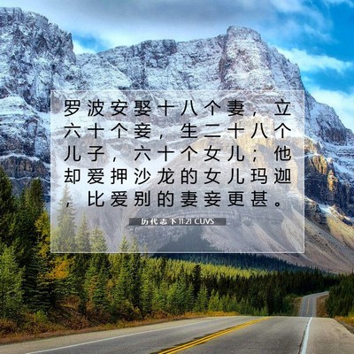 Picture 07 - 历 代 志 下 11:21 CUVS - 罗 波 安 娶 十 八 个 妻 ， 立 六 十 - Bible Verse Picture