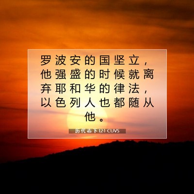 Picture 07 - 历 代 志 下 12:1 CUVS - 罗 波 安 的 国 坚 立 ， 他 强 盛 的 - Bible Verse Picture