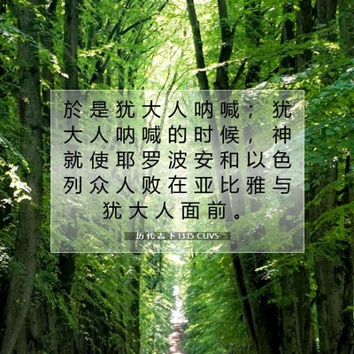Picture 07 - 历 代 志 下 13:15 CUVS - 於 是 犹 大 人 呐 喊 ； 犹 大 人 呐 - Bible Verse Picture