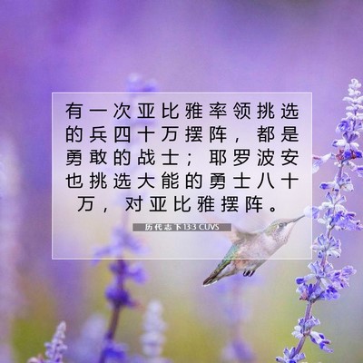 Picture 07 - 历 代 志 下 13:3 CUVS - 有 一 次 亚 比 雅 率 领 挑 选 的 兵 - Bible Verse Picture