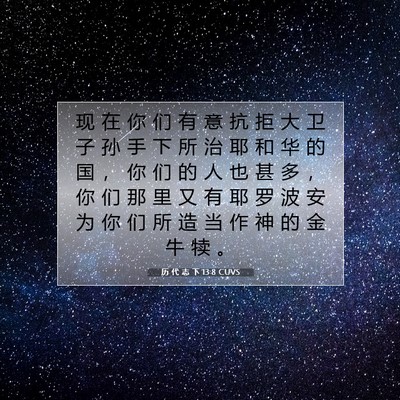 Picture 07 - 历 代 志 下 13:8 CUVS - 现 在 你 们 有 意 抗 拒 大 卫 子 孙 - Bible Verse Picture
