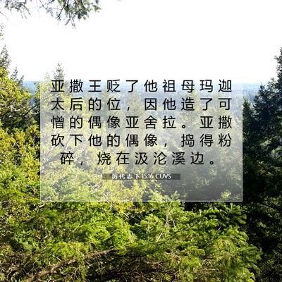 Picture 07 - 历 代 志 下 15:16 CUVS - 亚 撒 王 贬 了 他 祖 母 玛 迦 太 后 - Bible Verse Picture